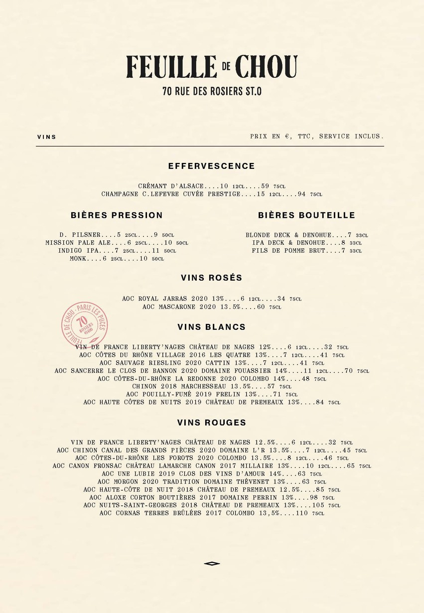 Feuille de Chou menu 5