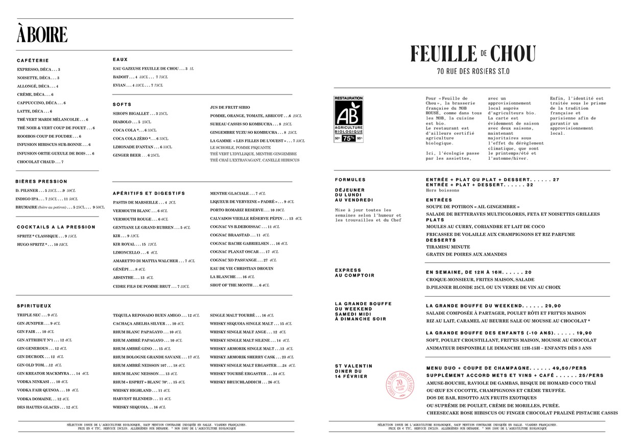 Feuille de Chou menu 6