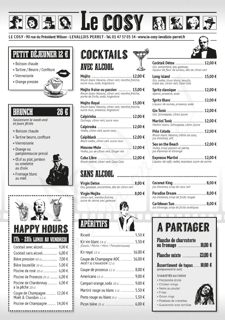 Le Cosy menu 1