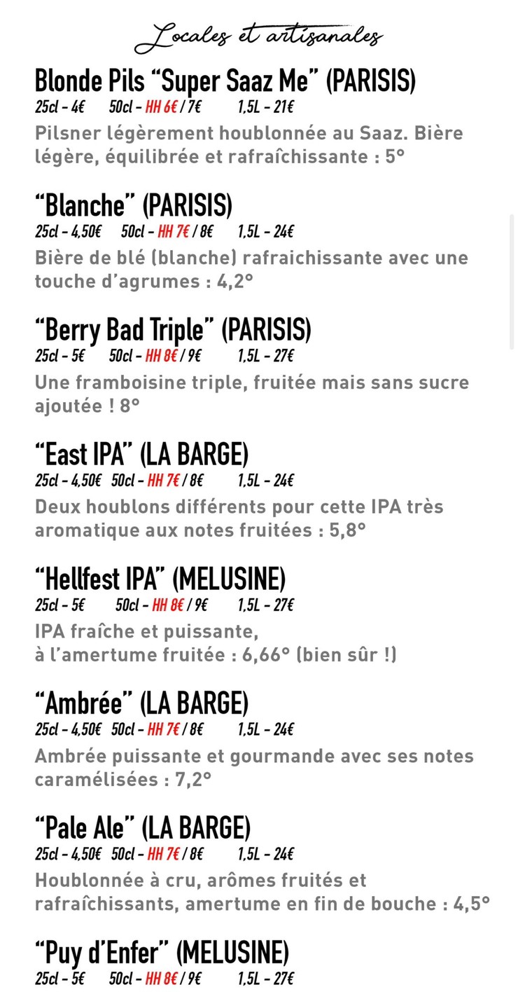 L'Adada Bar - Bar Paris 14 menu 1