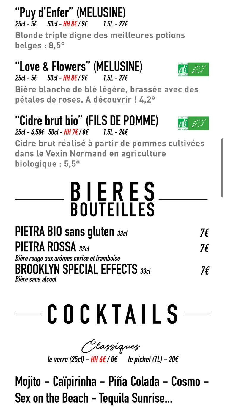 L'Adada Bar - Bar Paris 14 menu 2