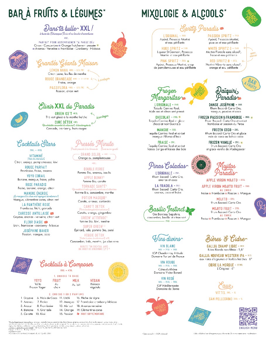 Le Paradis du Fruit - Bercy Village menu 3
