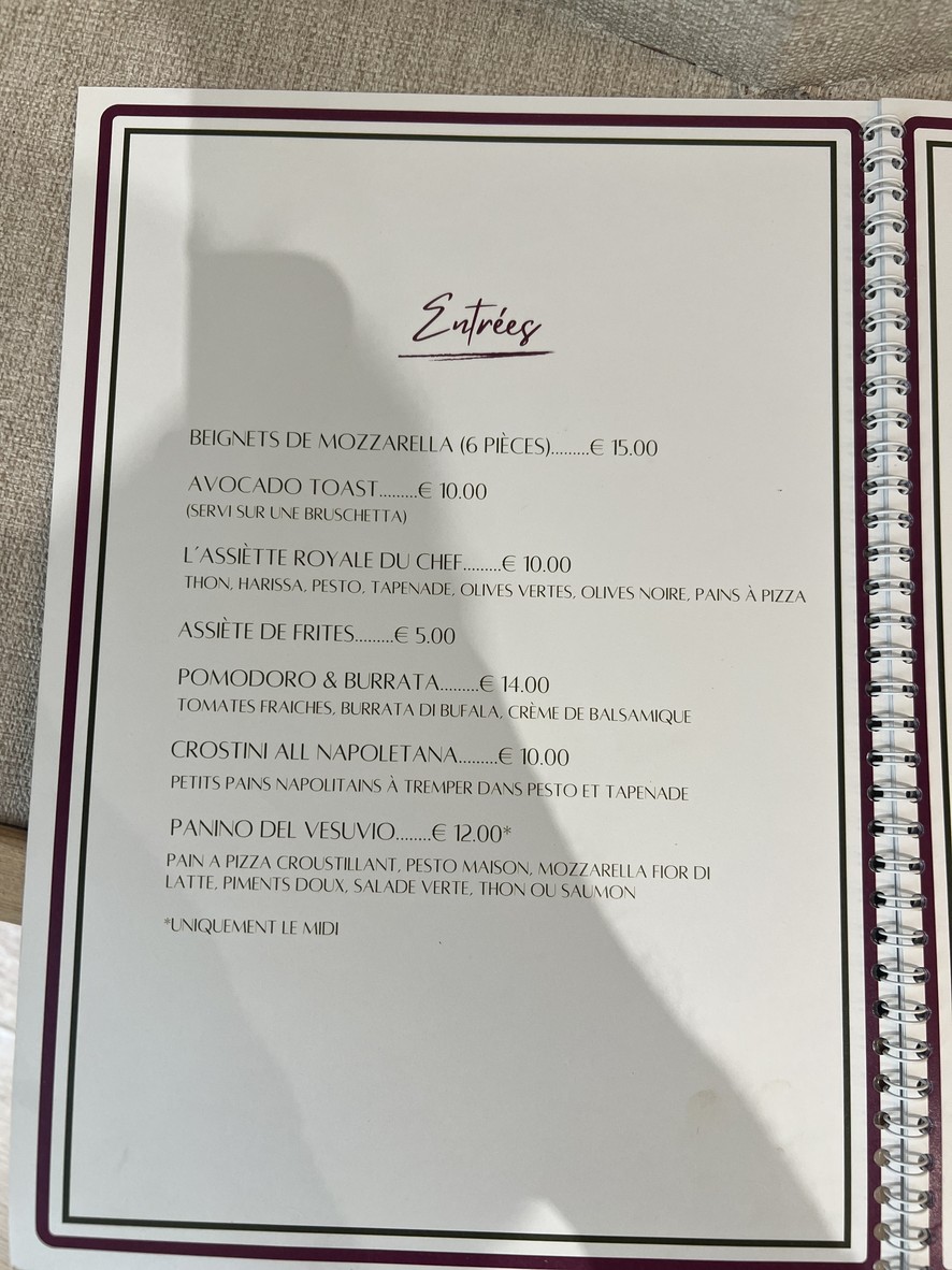 NapoliBen menu 1