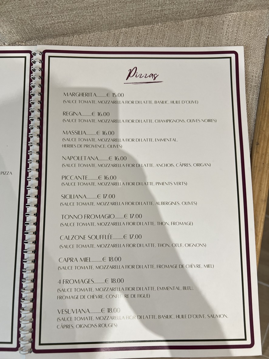 NapoliBen menu 3