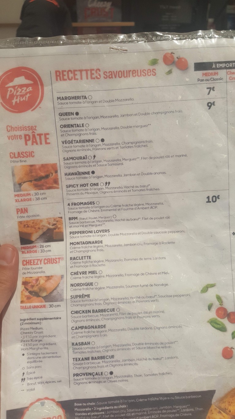 Pizza Hut menu 1