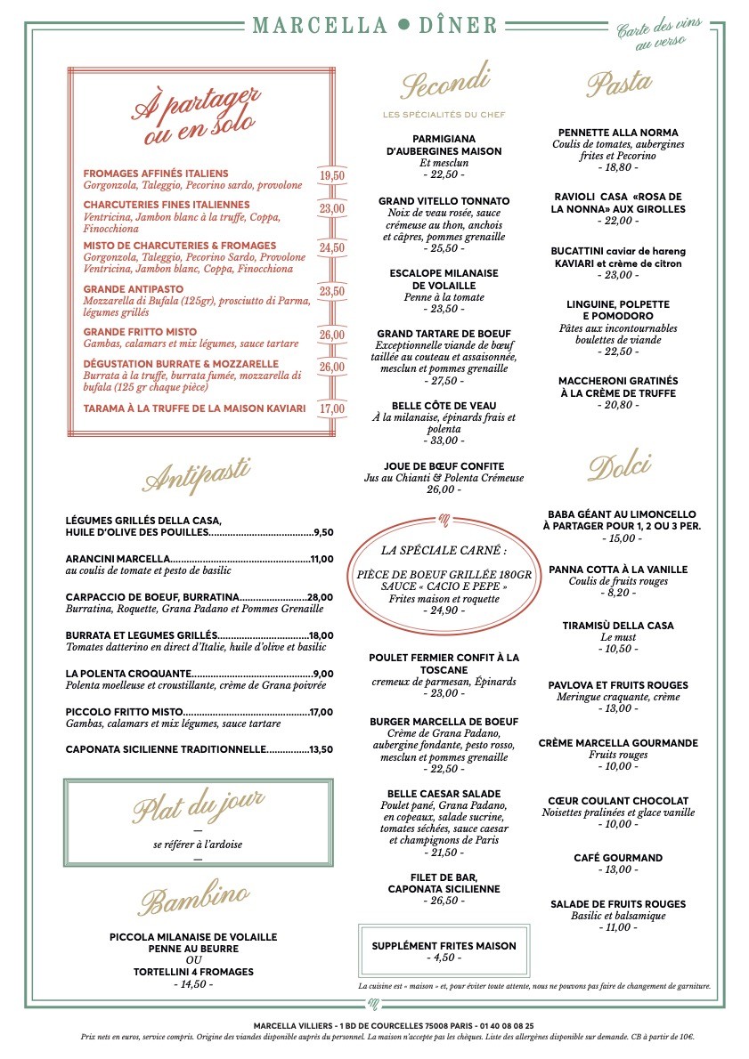 Marcella menu 1