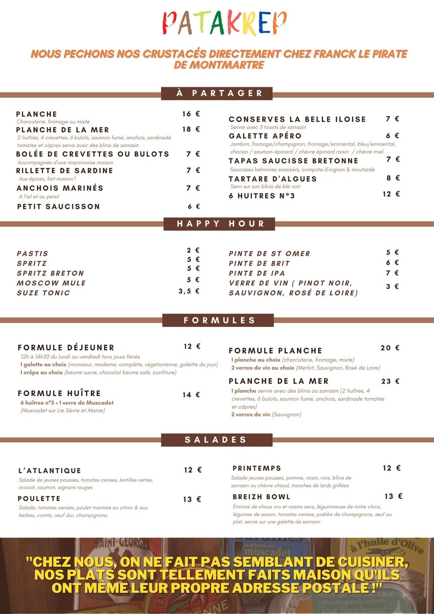 Patakrep - La cantine Bretonne menu 1