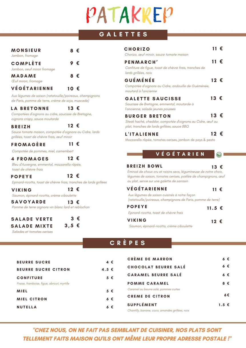 Patakrep - La cantine Bretonne menu 2