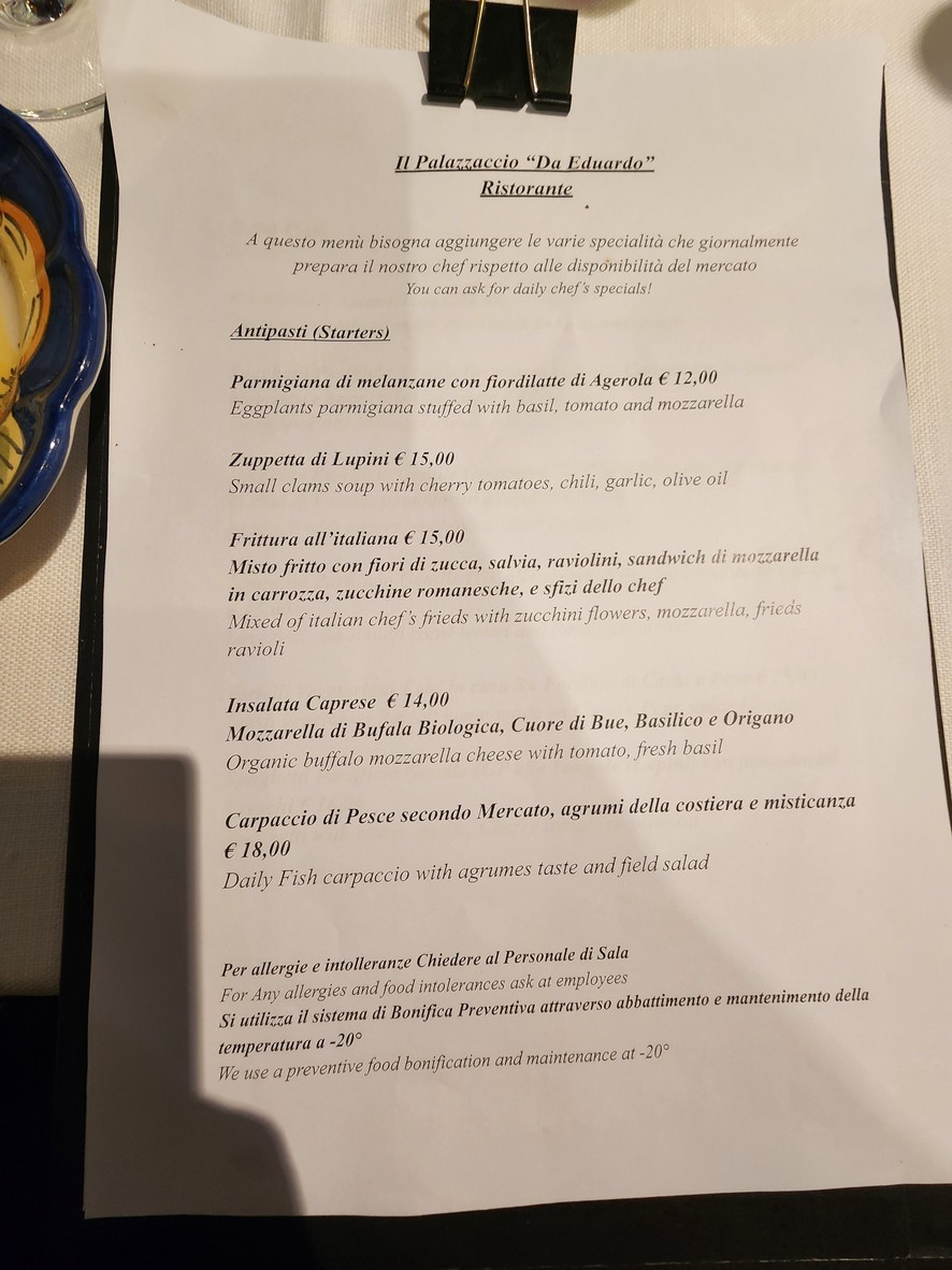 Palazzaccio Da Eduardo Ristorante menu 1