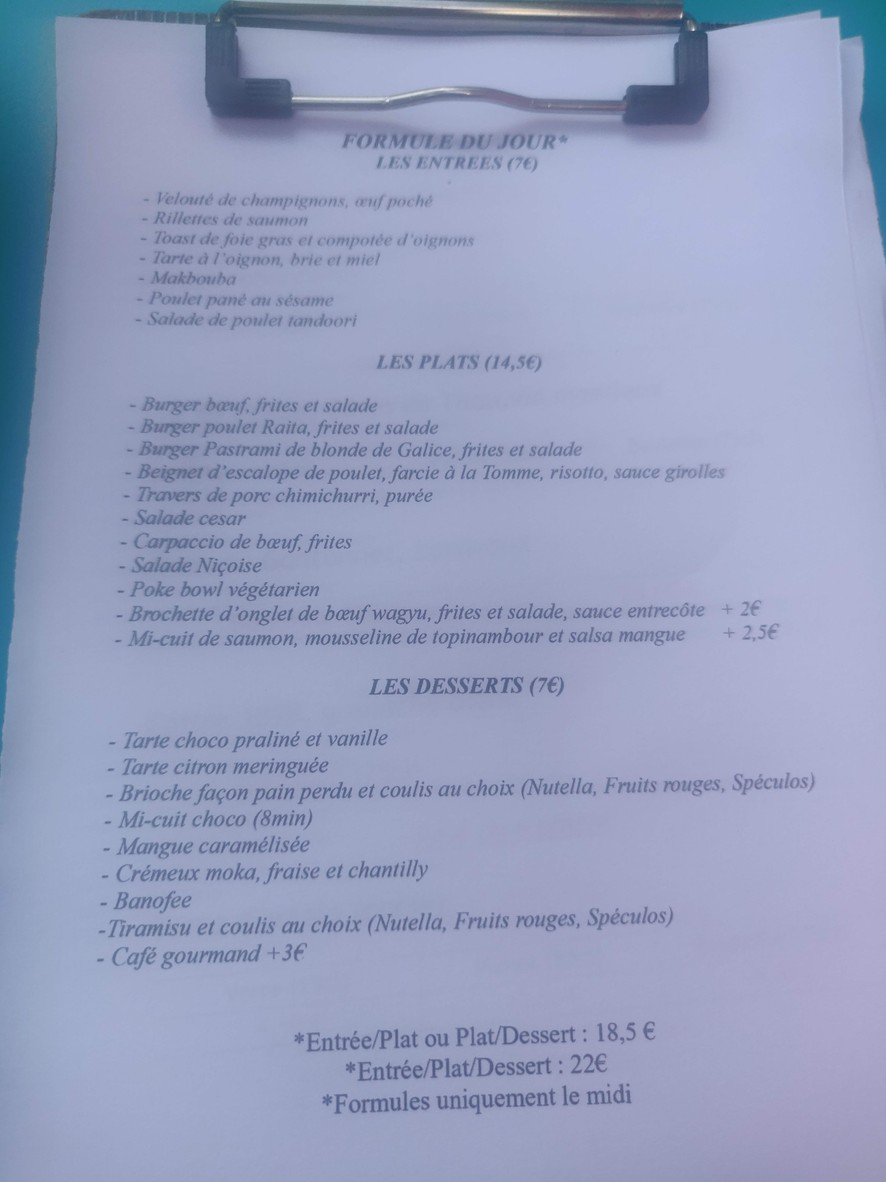M I M menu 1