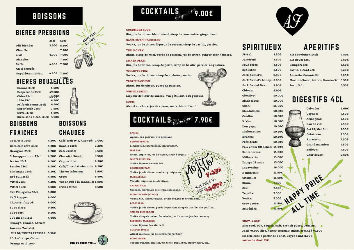 Au Faubourg menu 2