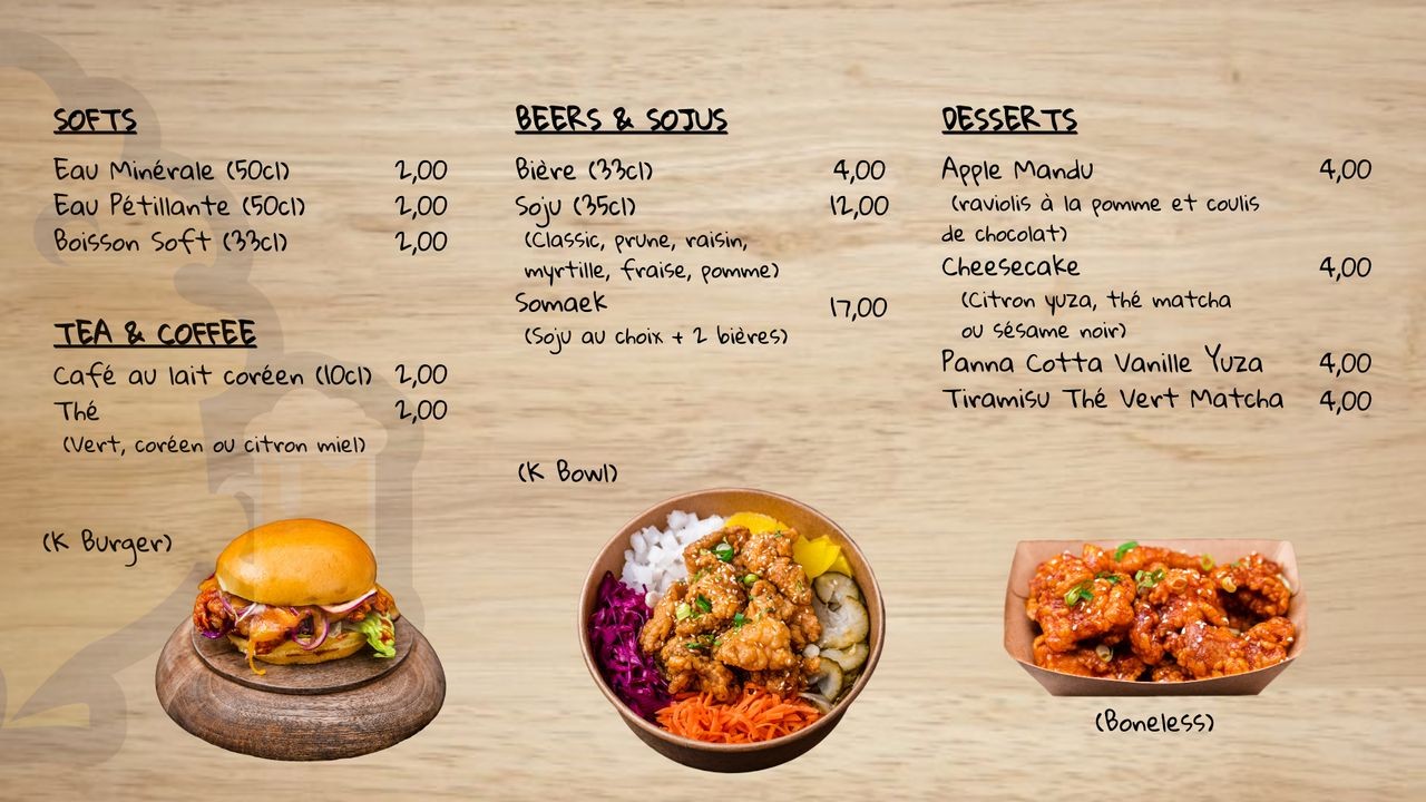 K-CHIMAEK Tolbiac - Restaurant coréen - Poulet Frit menu 2