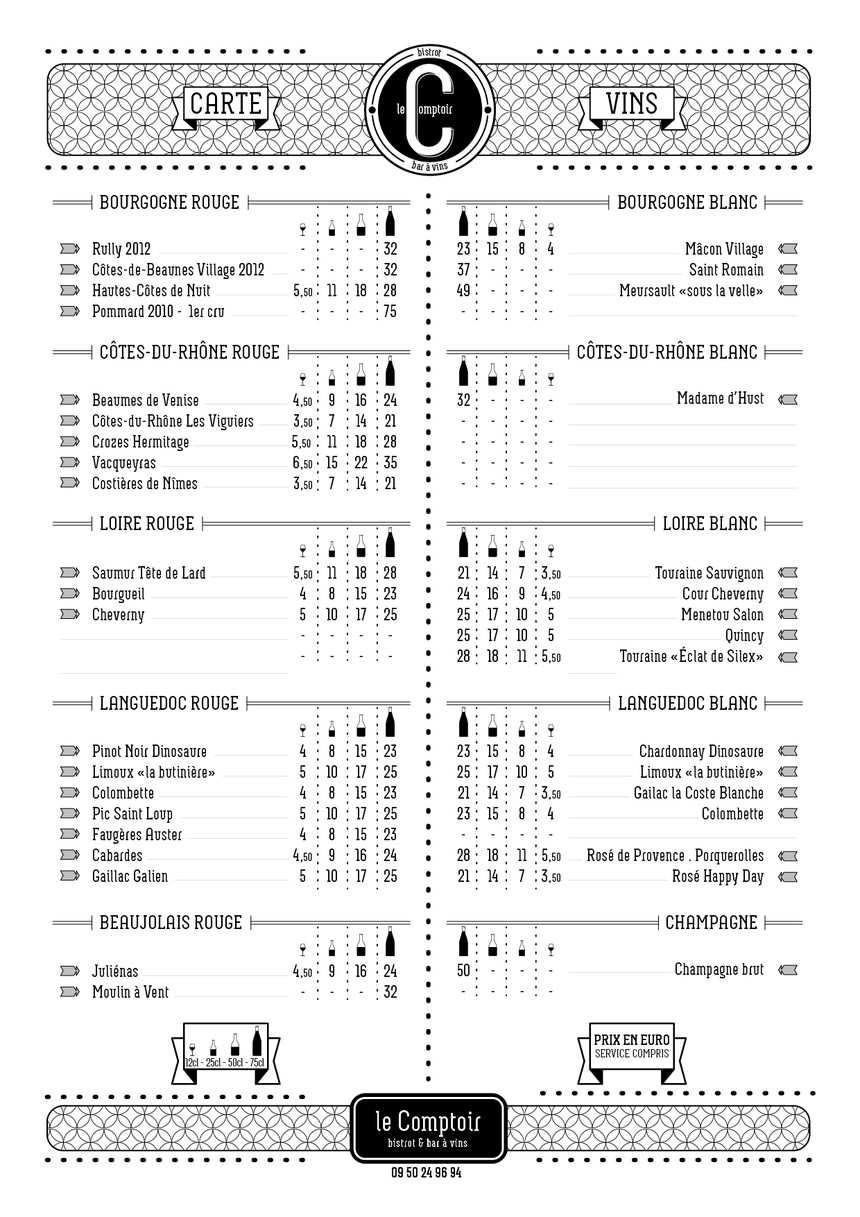 Le Comptoir menu 3