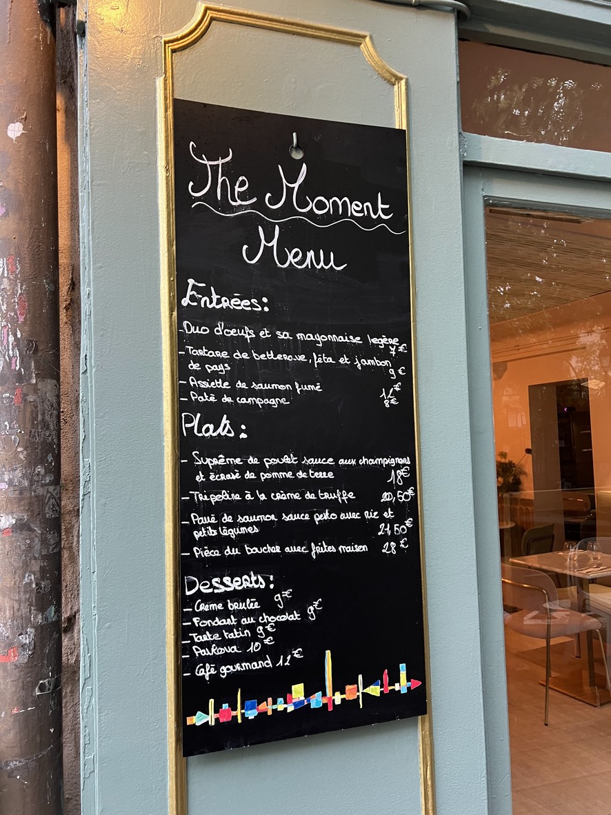 The moment restaurant menu 1