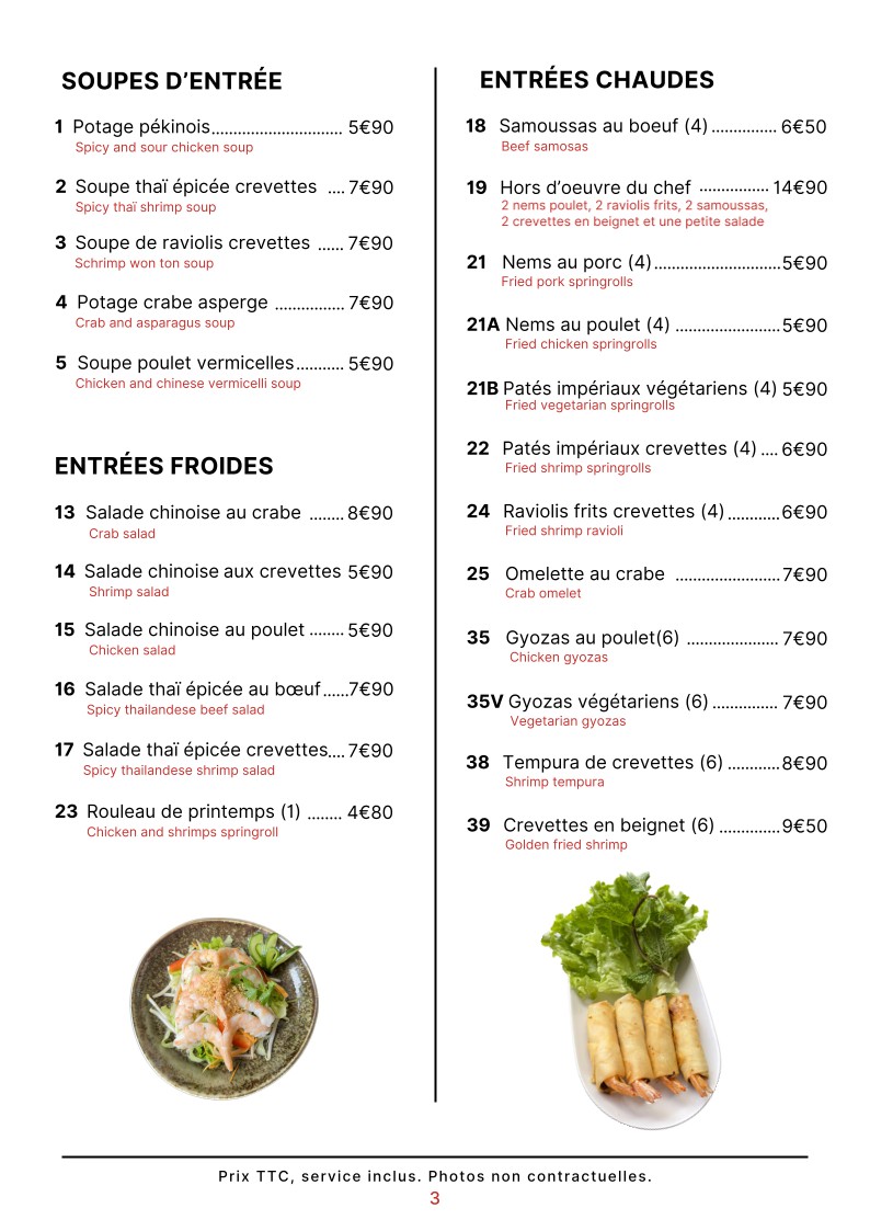 La Bénédiction menu 3