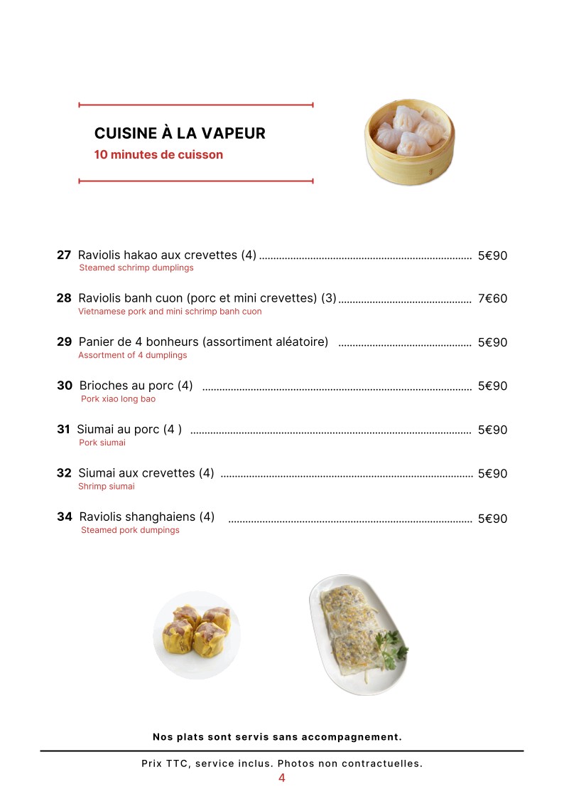 La Bénédiction menu 4