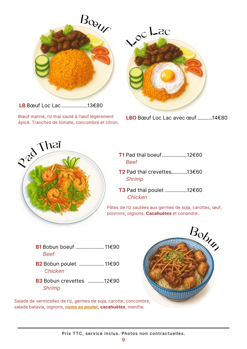 La Bénédiction menu 8