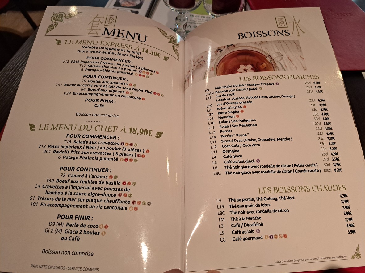 La Mangue Verte menu 1