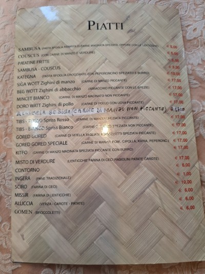 Ristorante Africano Etiope Enqutatash