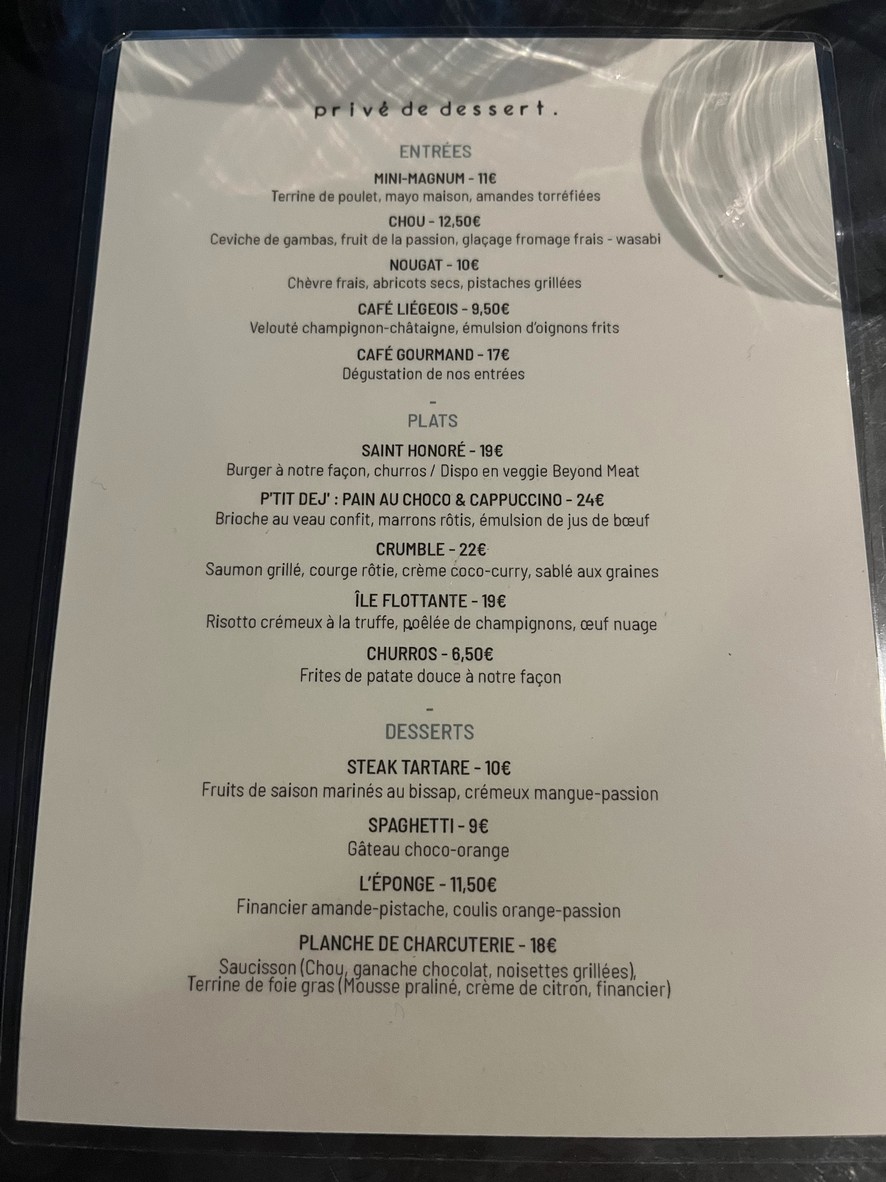 Privé de dessert | Restaurant de trompe-l’œil menu 1