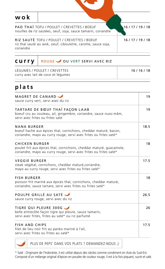NANA Bistro Thaï menu 1