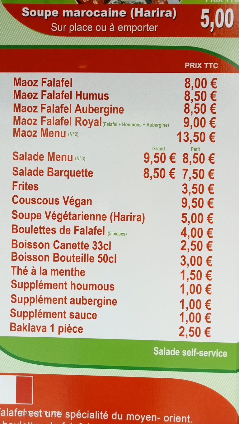 Maoz Falafel menu 2
