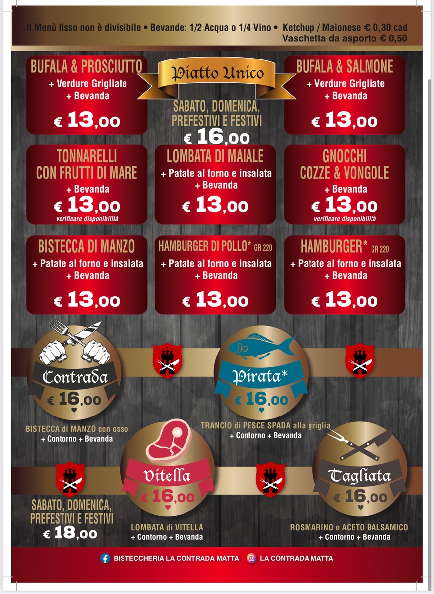 La Contrada Matta menu 2