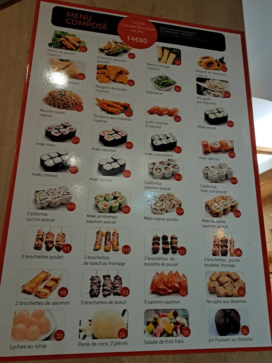 KIM Opéra Restaurant Japonais / Danielle Casanova / Pyramide menu 1