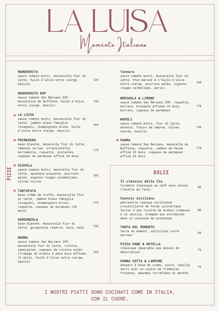 LA LUISA menu 2