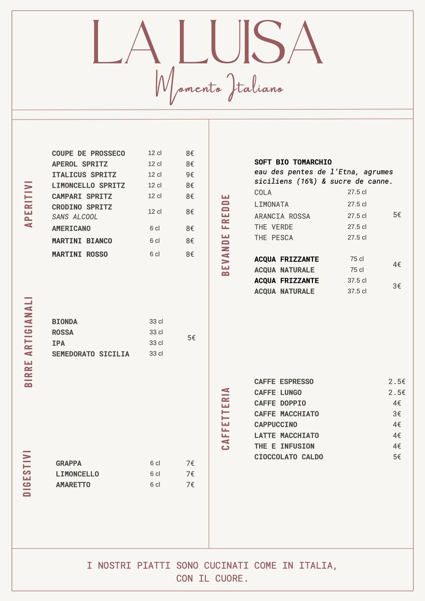 LA LUISA menu 3