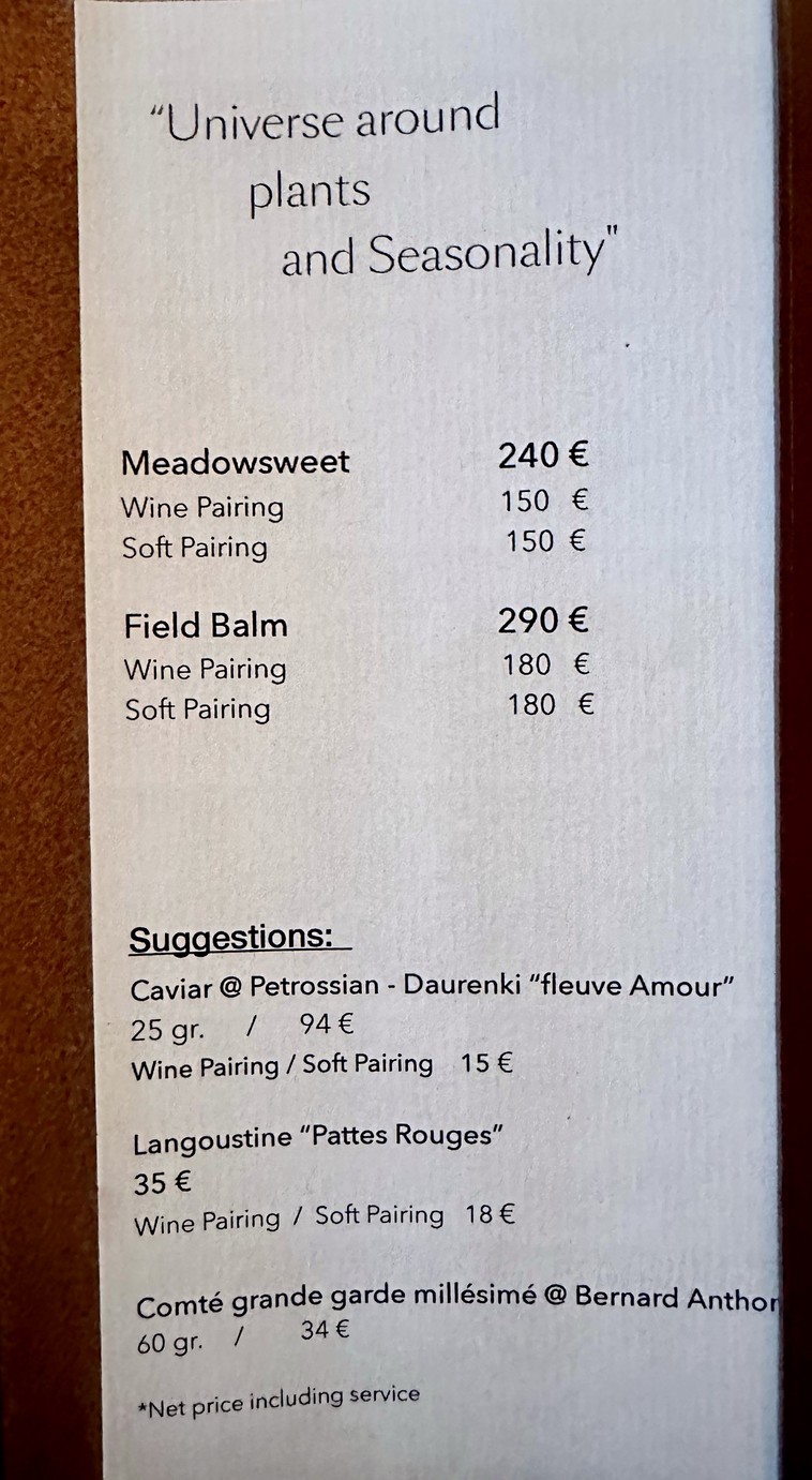Restaurant David Toutain menu 1
