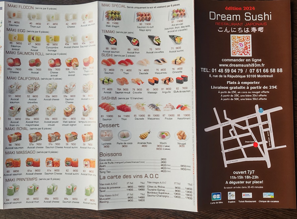 Dream Sushi menu 2