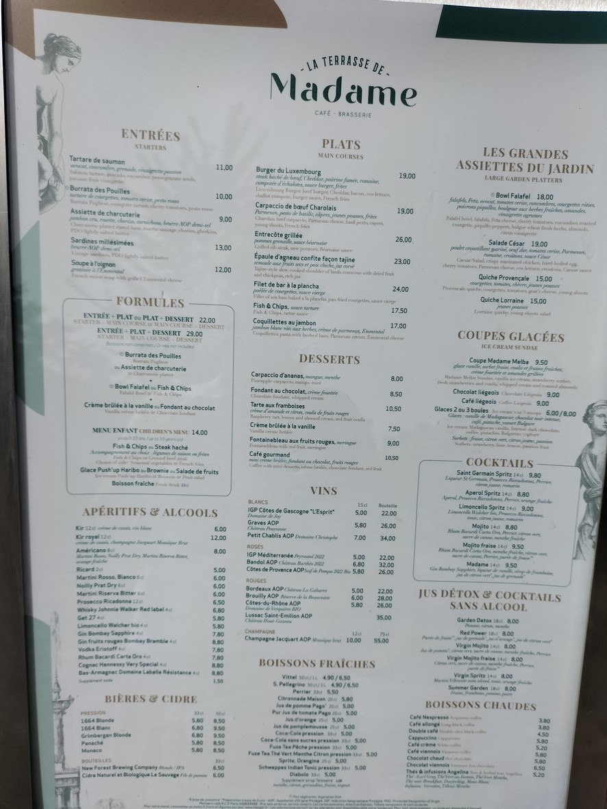 La Terrasse de Madame menu 1