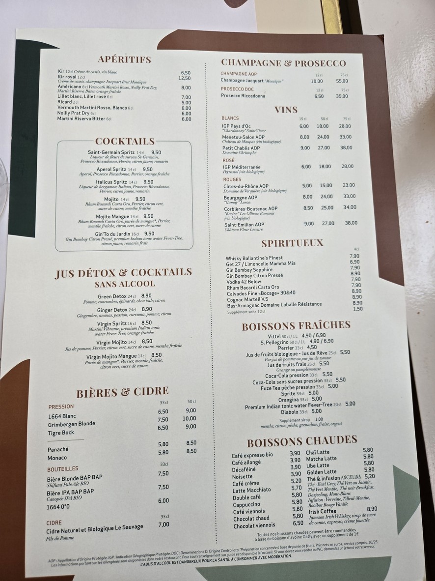 La Terrasse de Madame menu 2