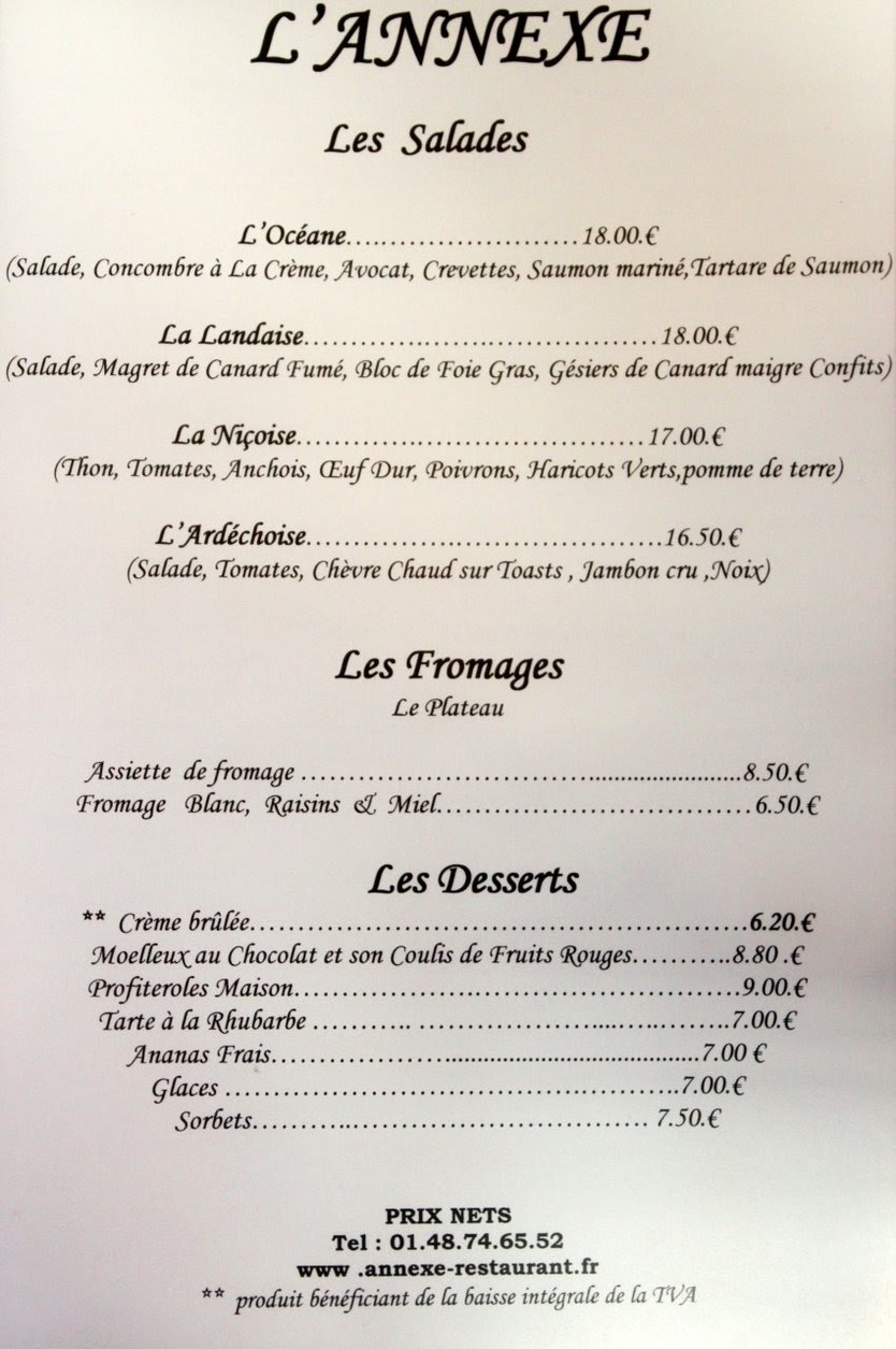 L'Annexe menu 2