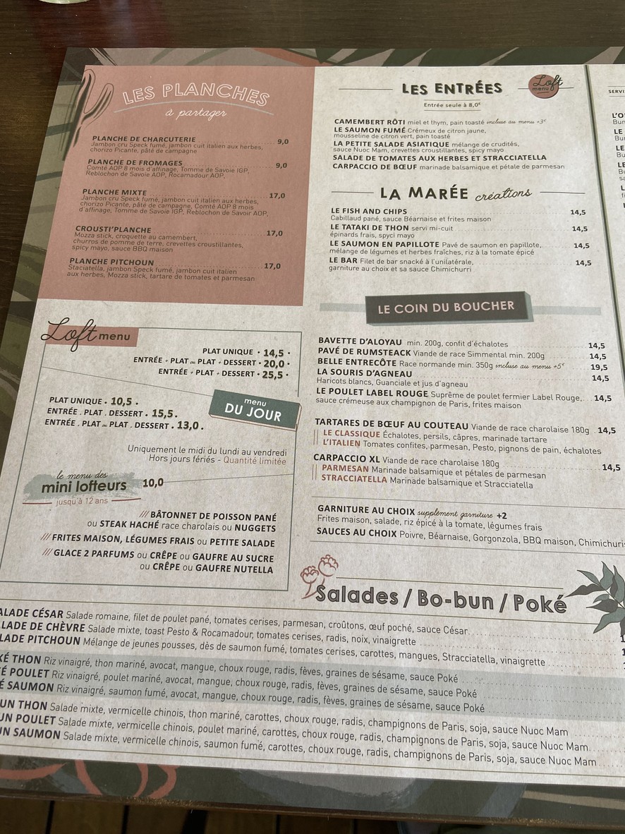 Le Loft menu 2