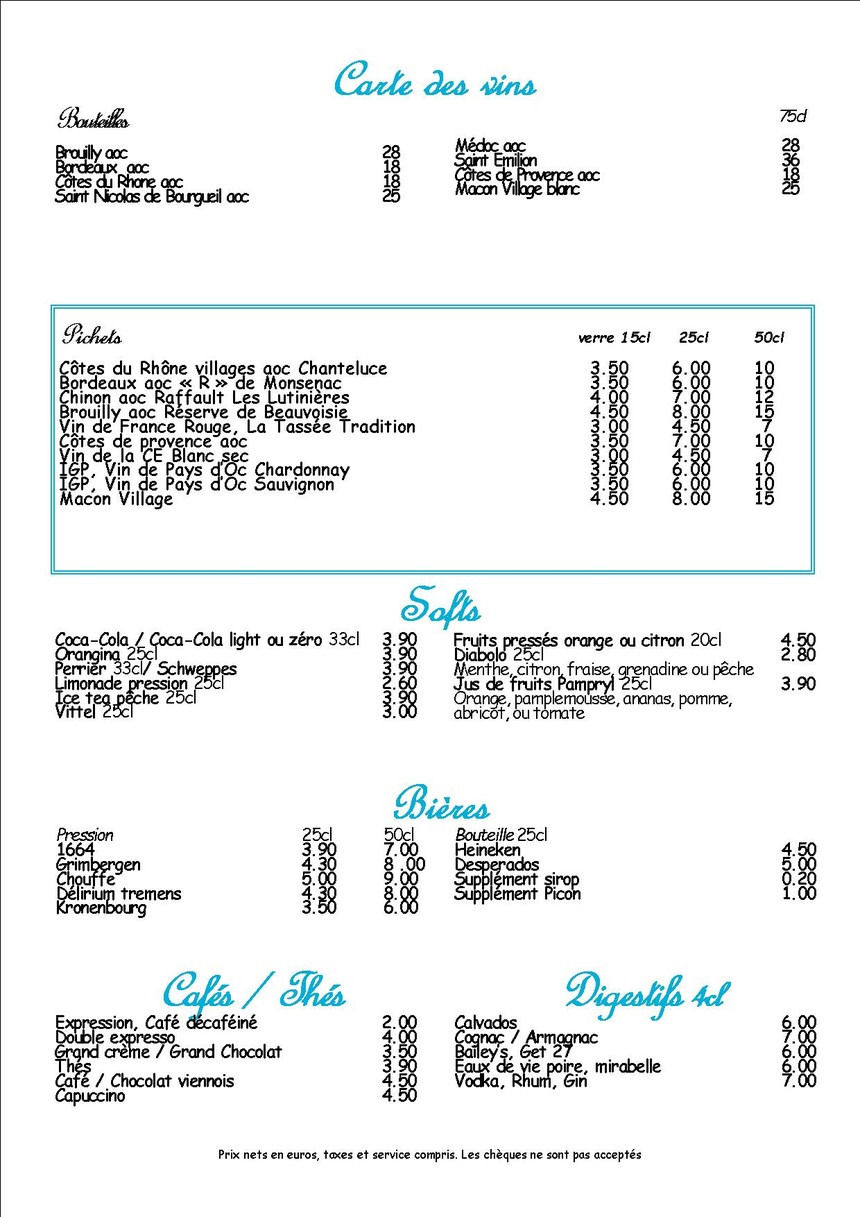 La Terrasse menu 4