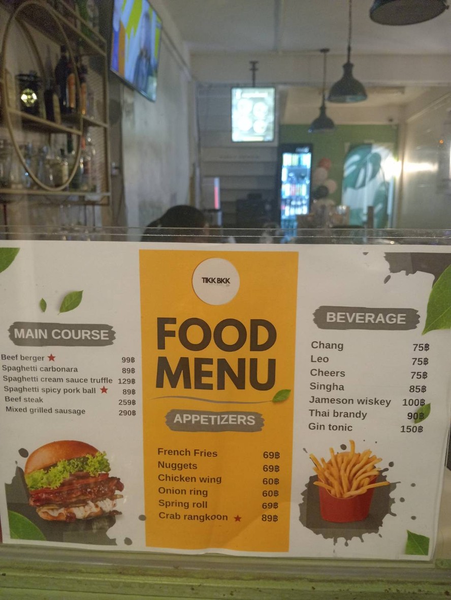 TIKK BKK Café & Bar Naradhiwas14 Sathon, Bangkok menu 1