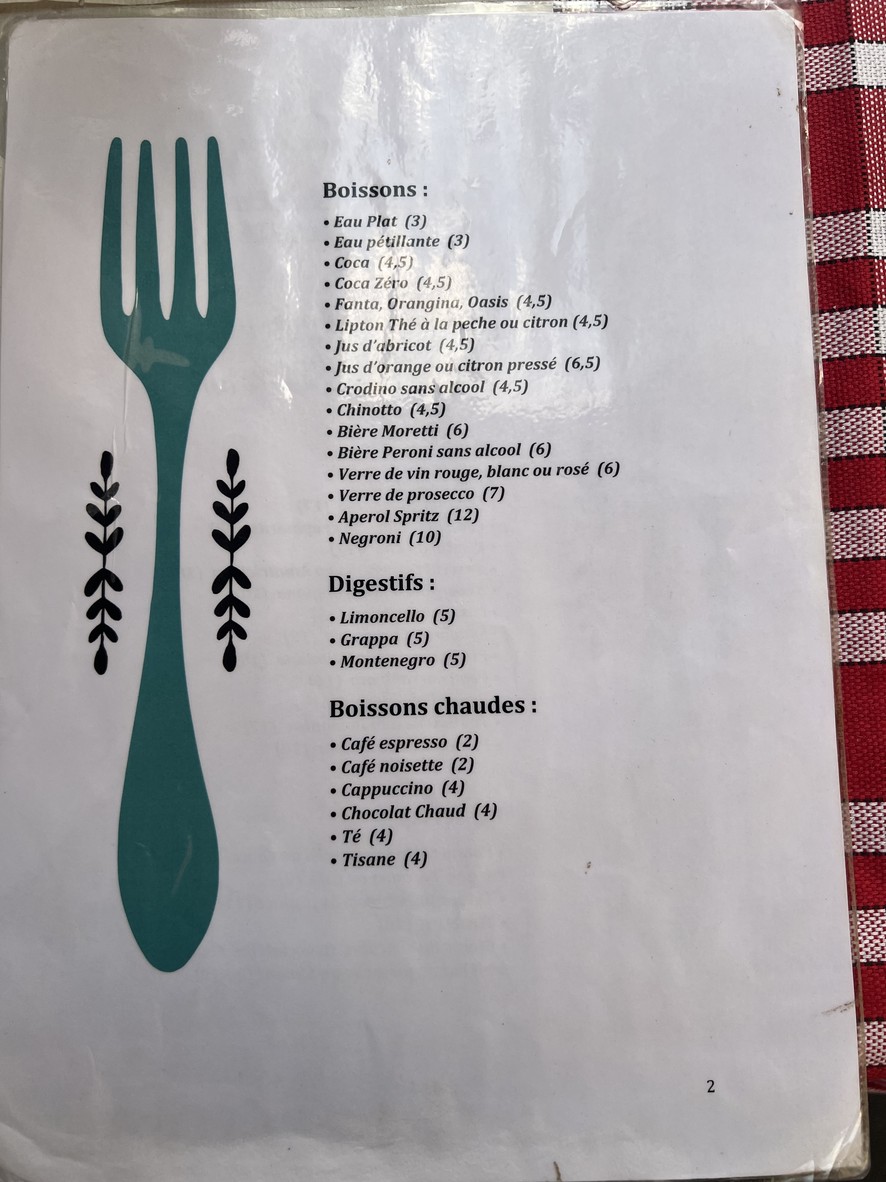 Sapori di Parma Suffren menu 2