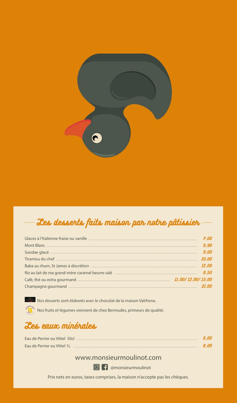 Monsieur Moulinot menu 2