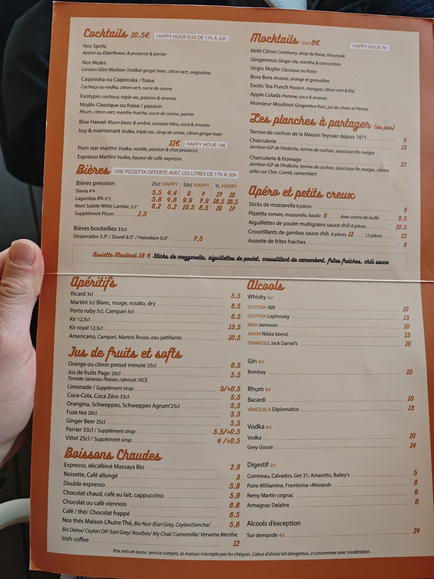 Monsieur Moulinot menu 3