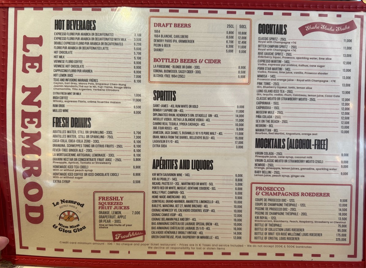Le Nemrod menu 2