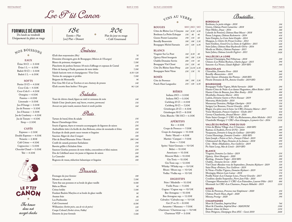 Le P'tit Canon menu 1