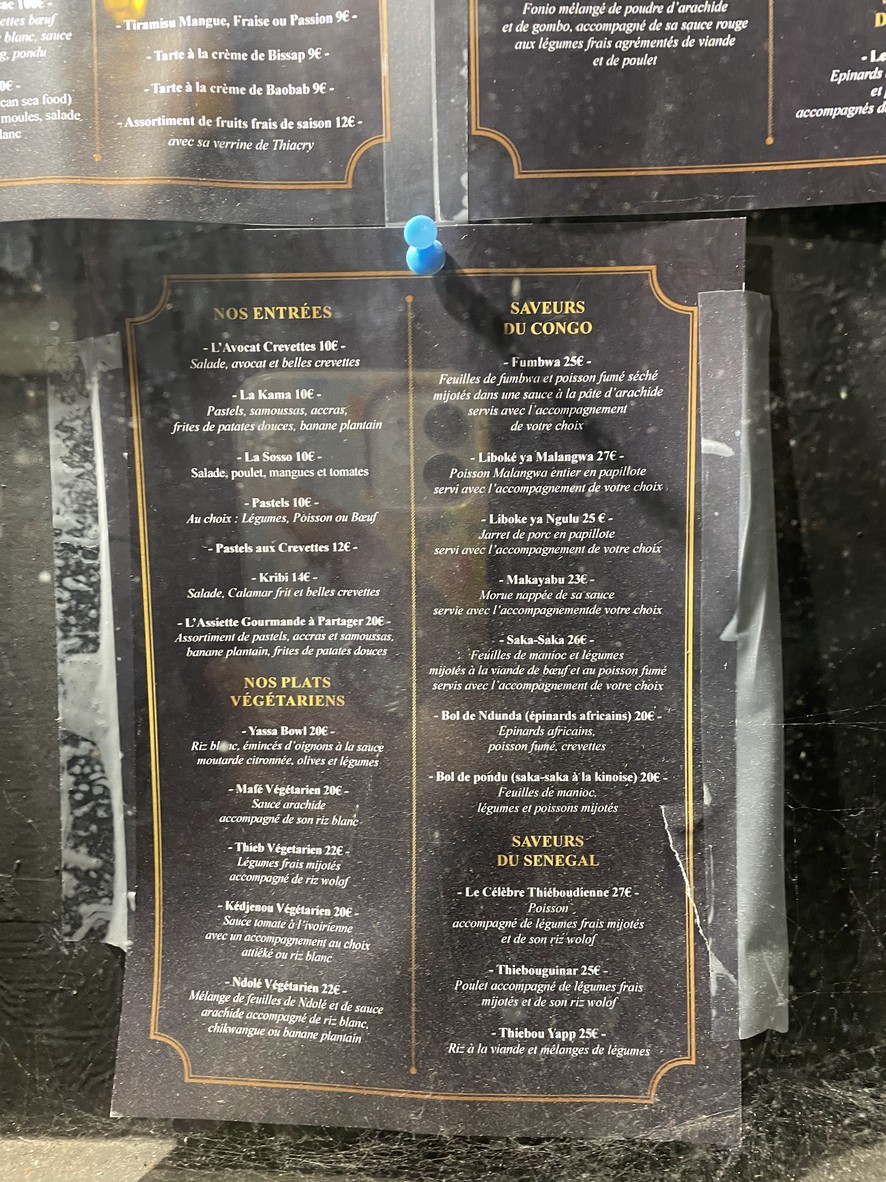 Restaurant L'Afrodisiac menu 1