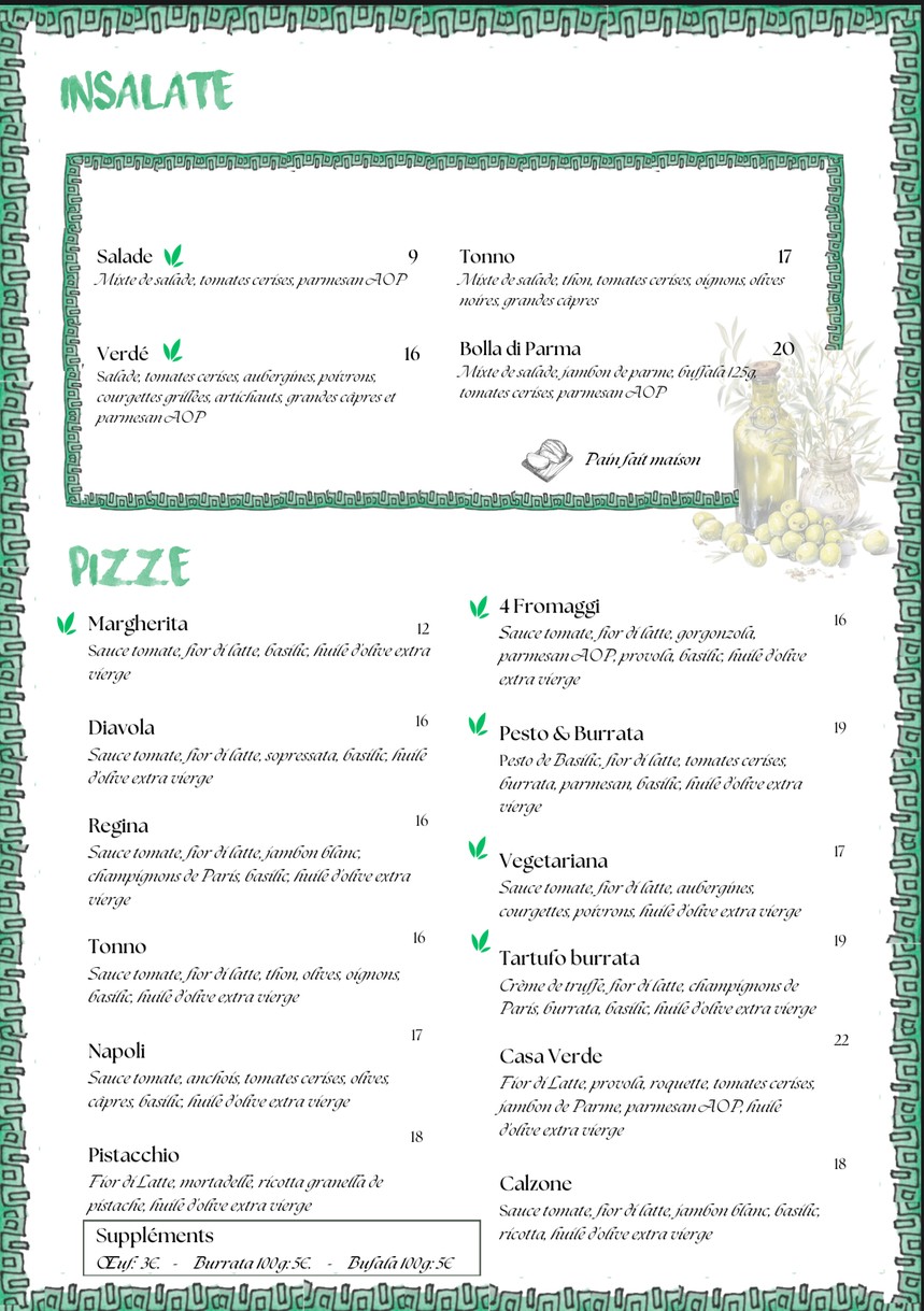 Casa Verde menu 2
