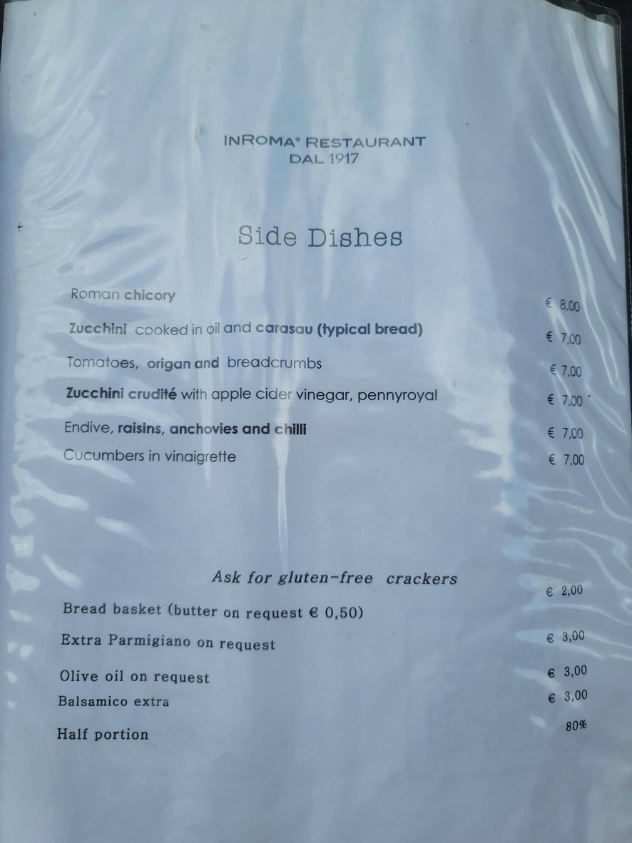 In Roma - since 1917 menu 6
