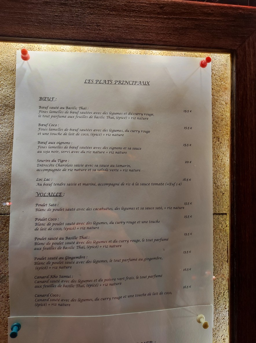 Butte aux Thaï menu 2