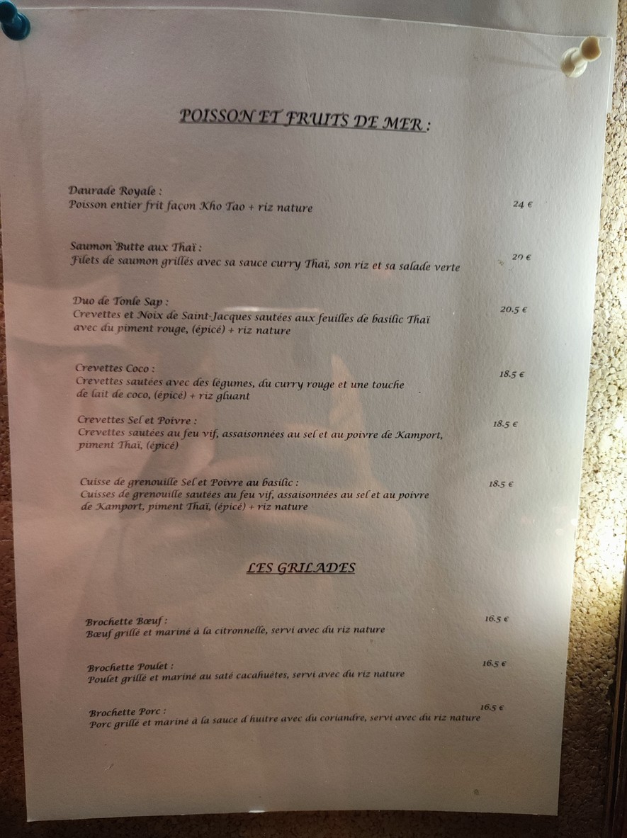 Butte aux Thaï menu 3