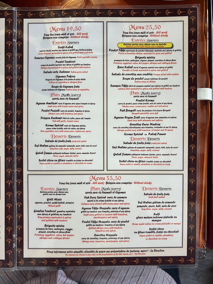 Safran menu 1