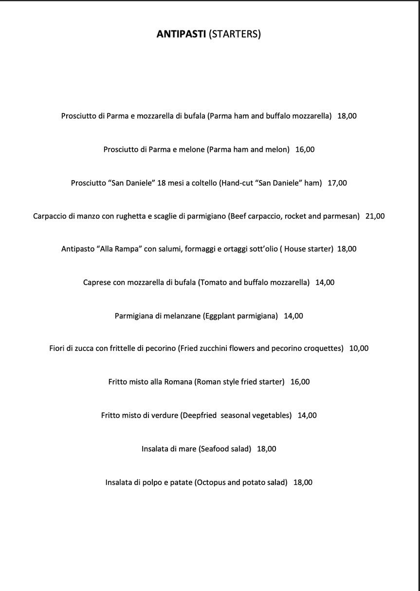 Alla Rampa dei Gracchi menu 1